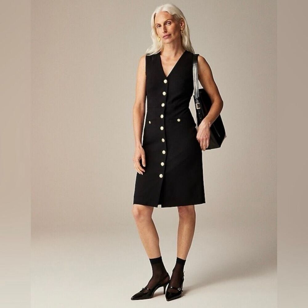 J. Crew Buttoned sheath dress in Italian stretch wool blend Size 16 NWT CD370